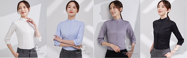 áo sơ mi công sở nữ cổ trụ