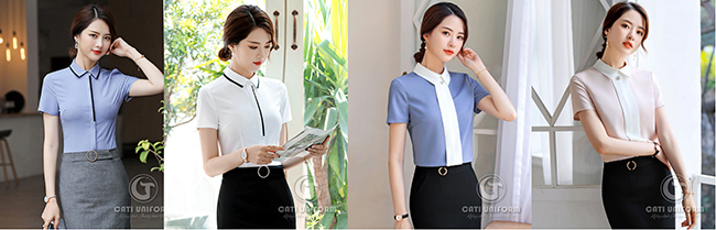 áo sơ mi công sở nữ dáng ngắn tay