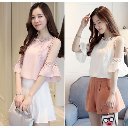 sơ mi phối ren